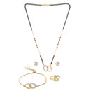 Gold Plated Eternity Loop White American Diamond Contemporary Combo Set Mangalsutra