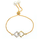Gold Plated Tilted Square White American Diamond Contemporary Combo Set Mangalsutra