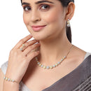 Gold Plated White AD Stone Ethnic Complete Jewellery Set