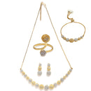 Gold Plated White AD Stone Ethnic Complete Jewellery Set