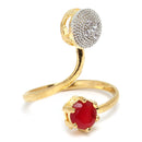 Gold Plated Curved Red American Diamond Ethnic Complete Jewellery Set