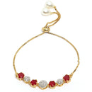 Gold Plated Curved Red American Diamond Ethnic Complete Jewellery Set