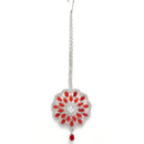 Rhodium Plated Red American Diamond Ethnic Bridal Jewellery Set