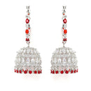 Rhodium Plated Red American Diamond Ethnic Bridal Jewellery Set
