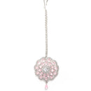 Rhodium Plated Pink AD Stone Ethnic Bridal Jewellery Set