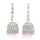 Rhodium Plated Pink AD Stone Ethnic Bridal Jewellery Set
