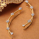 Gold Plated White CZ Contemporary Ear Cuff Earrings For Women