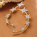 Gold Plated Star Shape AD Stone Contemporary Ear Cuff Earrings