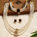 Gold Plated Black American Diamond Ethnic Layered Necklaces