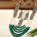 Stylish Gold Plated Green Kundan Ethnic Bridal Jewellery Set