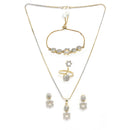 White AD Stone Gold Plated Contemporary Pendant Matching Set