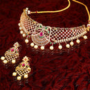 Gold Plated Peacock Motif Multi Color AD Stone Ethnic Traditional Choker Jewellery Set