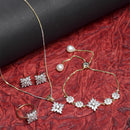 Gold Plated White CZ Contemporary Pendant Matching Set