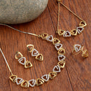 Gold Plated Triangle White American Diamond Ethnic Complete Jewellery Set