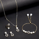 White AD Stone Gold Plated Contemporary Pendant Matching Set