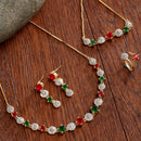 Gold Plated Crescent Multi American Diamond Ethnic Complete Jewellery Set