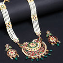 Gold Plated Crescent Multicolor Pearl Ethnic Long Necklace Set