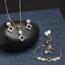 Gold Plated White American Diamond Contemporary Pendant Matching Set