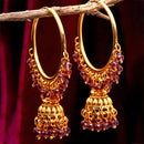 Gold Plated Dome Shape Pink Pearl Beaded Ethnic Jhumka Jhumki Earrings