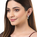 Contemporary White AD Stone Rhodium Plated Studs Earrings