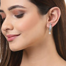 Contemporary White AD Stone Rhodium Plated Studs Earrings