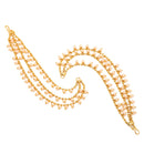 Gold Plated Drop White Pearl Ethnic Ear Chain Earrings
