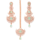 Gold Plated Sea Green Kundan Bead Drops Ethnic Maang Tikka & Earring