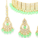 Gold Plated Pear Cut Sea Green Kundan Ethnic Traditional Choker Jewellery Set