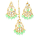 Gold Plated Pear Cut Sea Green Kundan Ethnic Traditional Choker Jewellery Set