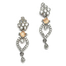 Rhodium Plated Floral Petal Orange American Diamond Ethnic Necklace Jewellery Set