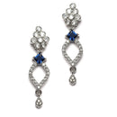 Rhodium Plated Floral Petal Blue American Diamond Ethnic Necklace Jewellery Set