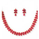 Gold Plated Marquise Red AD Stone Ethnic Complete Jewellery Set