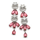 Rhodium Plated Crescent Arc Red American Diamond Ethnic Necklace Jewellery Set