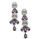 Rhodium Plated Crescent Arc Purple American Diamond Ethnic Necklace Jewellery Set