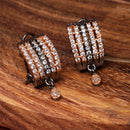Rose Gold Plated Teardrop Shape White AD Stone Casual Studs Earrings