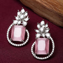 Rhodium Plated Paisley Shape AD Stone Contemporary Studs Earrings