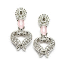 Rhodium Plated Heart Motif Pink American Diamond Ethnic Necklace Jewellery Set