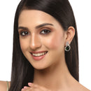 Rhodium Plated Paisley Shape AD Stone Contemporary Studs Earrings
