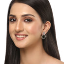 Rhodium Plated Paisley Shape AD Stone Contemporary Studs Earrings