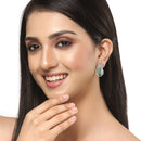 Rhodium Plated Paisley Shape AD Stone Contemporary Studs Earrings