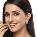 Rhodium Plated Paisley Shape AD Stone Contemporary Studs Earrings