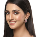 Rhodium Plated Paisley Shape AD Stone Contemporary Studs Earrings