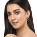Rhodium Plated Paisley Shape AD Stone Contemporary Studs Earrings