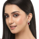 Rhodium Plated Paisley Shape AD Stone Contemporary Studs Earrings