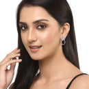 Rhodium Plated Paisley Shape AD Stone Contemporary Studs Earrings