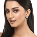 Rhodium Plated Paisley Shape AD Stone Contemporary Studs Earrings