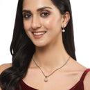 Rose Gold Plated Round Ball White Cubic Zirconia Casual / Daily Wear Pendant Set