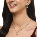 Rose Gold Plated Round Ball White Cubic Zirconia Casual / Daily Wear Pendant Set