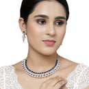 Rhodium Plated Triangle Motif Blue American Diamond Ethnic Necklace Jewellery Set