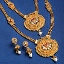 Gold Plated Medallion Multicolor Ethnic Kundan Necklace Jewellery Set